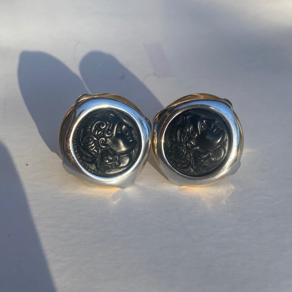 Elegant Silver and Gold Coin Earrings